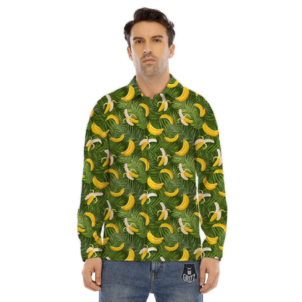 Banana Aloha Print Pattern Men's Dress Shirts-grizzshop