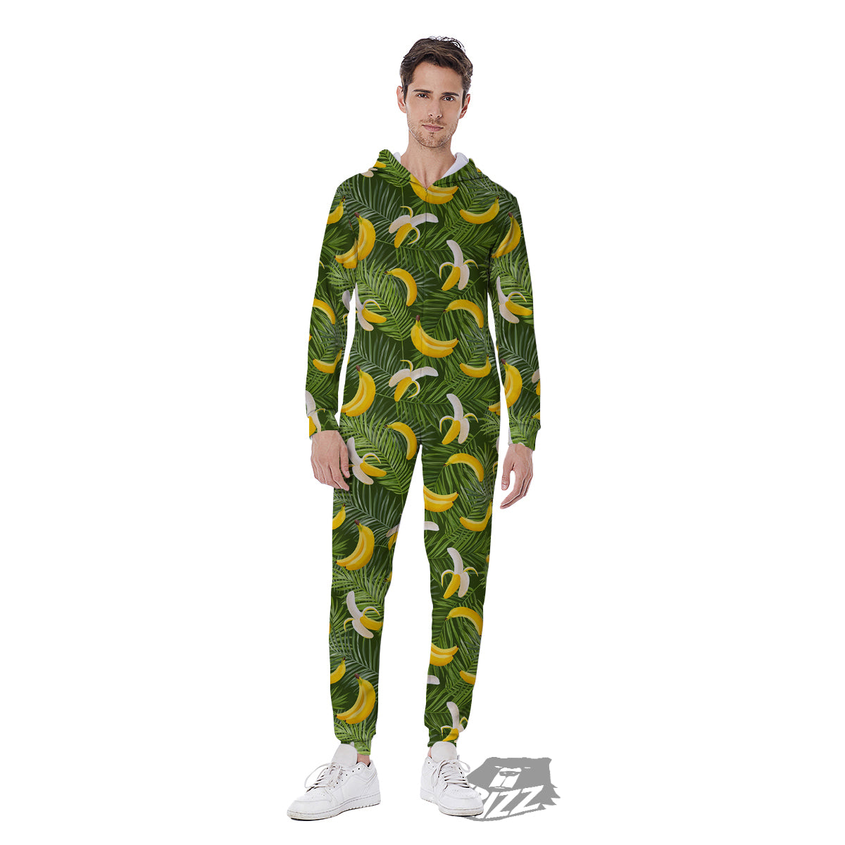Banana Aloha Print Pattern Men's Jumpsuit-grizzshop