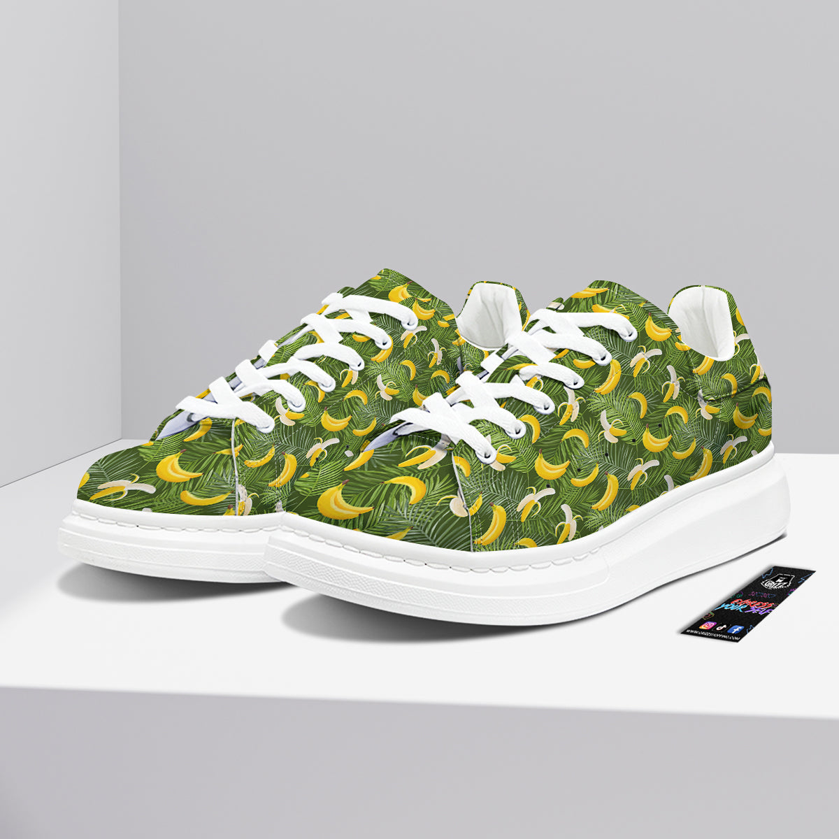 Banana Aloha Print Pattern Platform Shoes-grizzshop