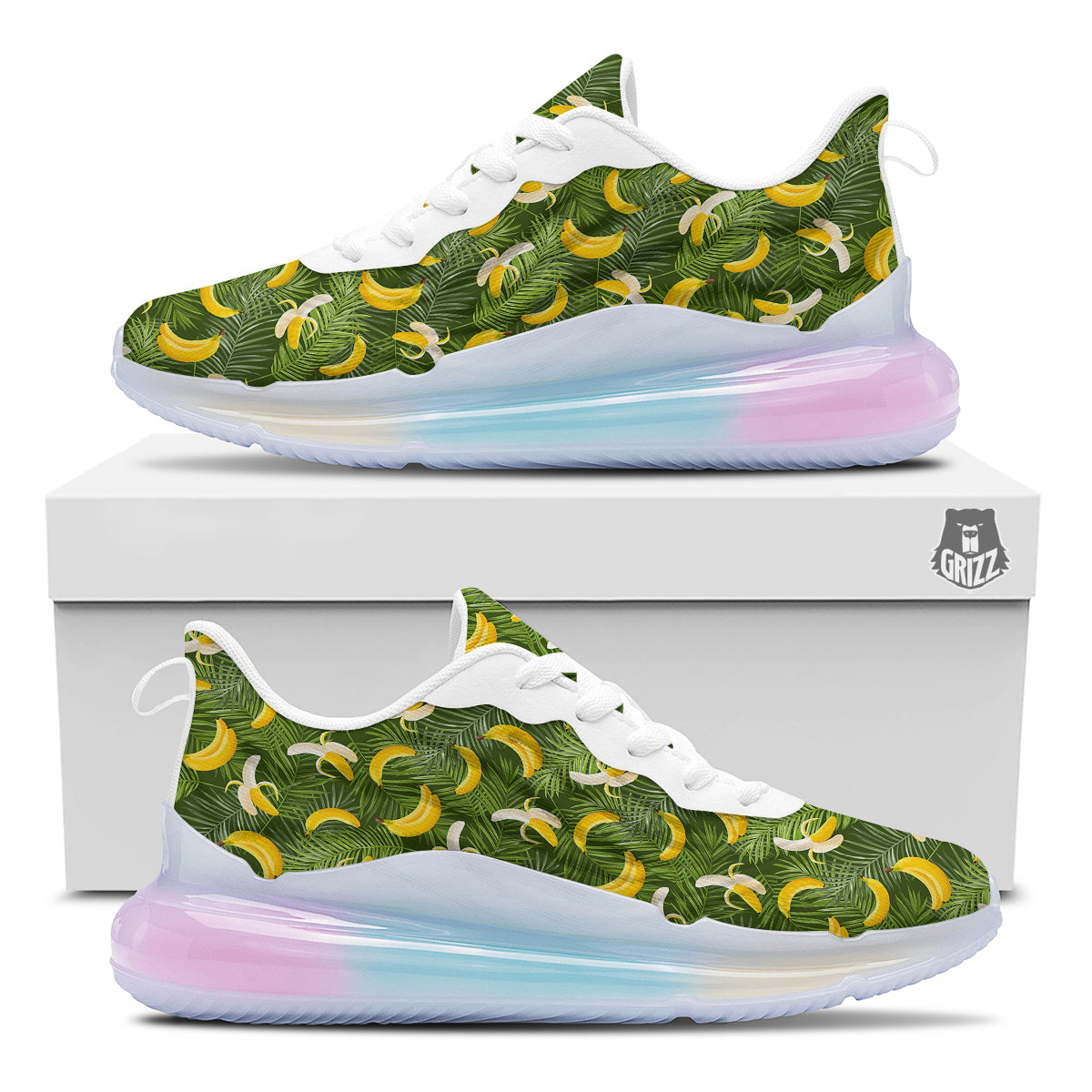 Banana Aloha Print Pattern Running Sneakers-grizzshop