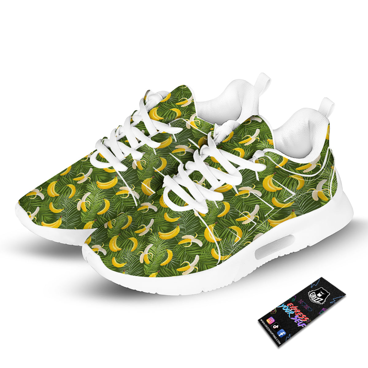 Banana Aloha Print Pattern Tennis Shoes-grizzshop