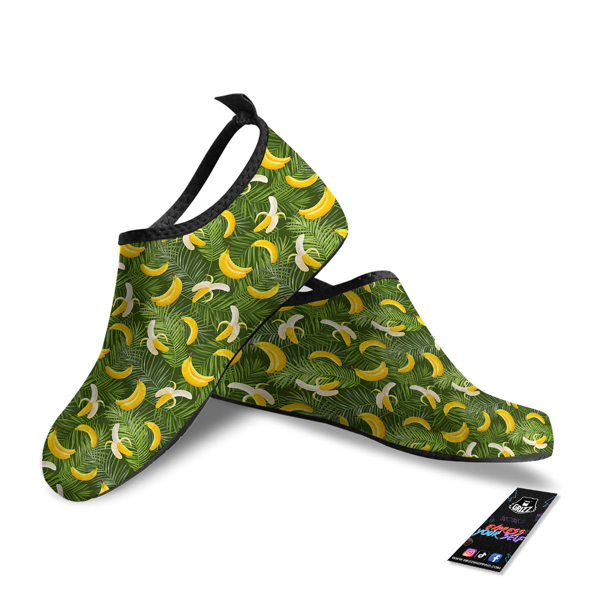 Banana Aloha Print Pattern Water Shoes-grizzshop