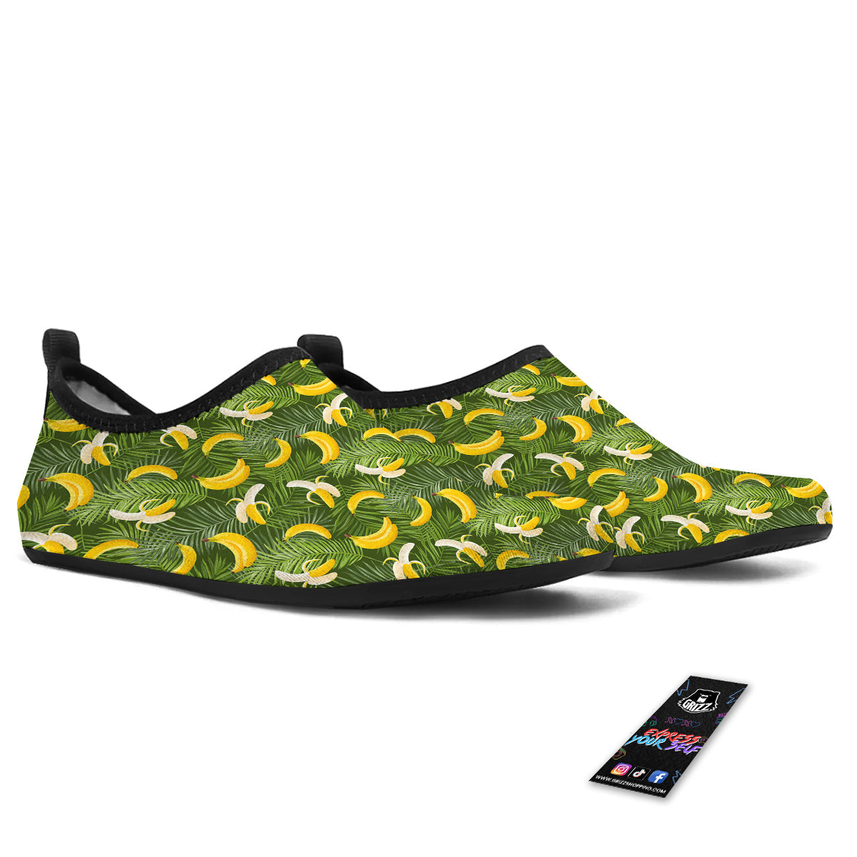 Banana Aloha Print Pattern Water Shoes-grizzshop