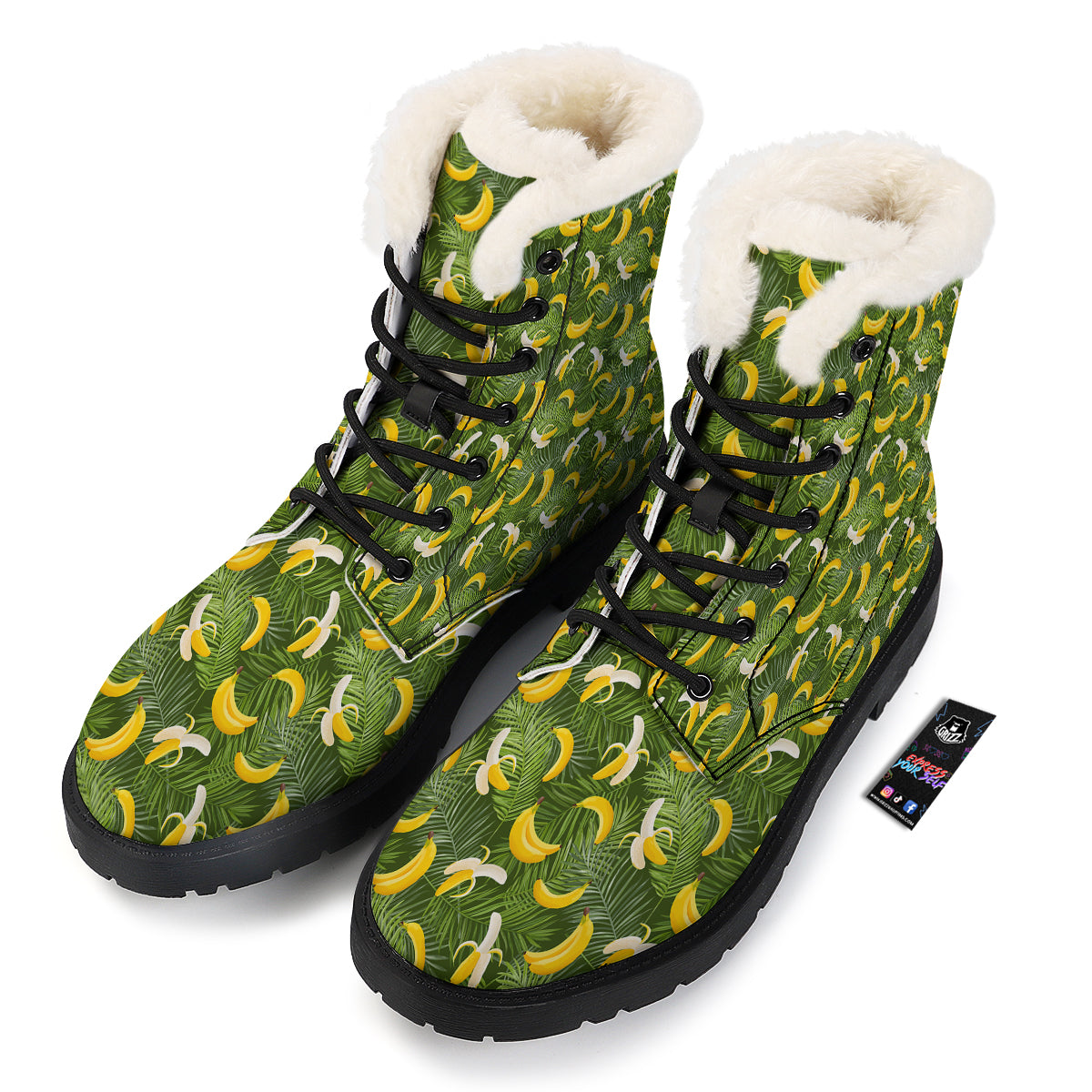 Banana Aloha Print Pattern Winter Boots-grizzshop