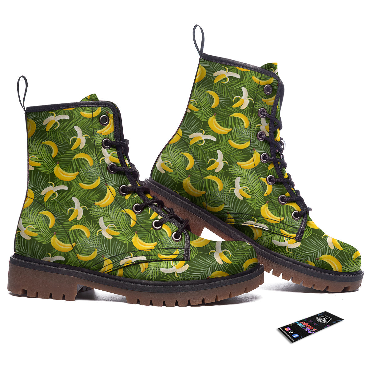 Banana Aloha Print Pattern Work Boots-grizzshop