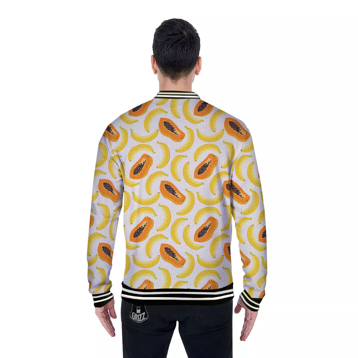 Banana And Papaya Print Pattern Baseball Jacket-grizzshop