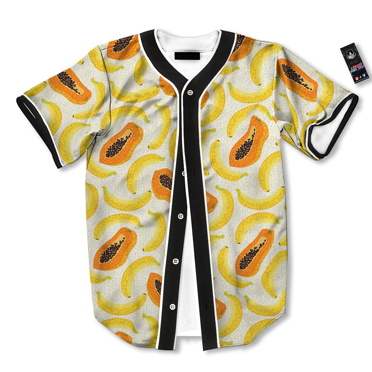 Banana And Papaya Print Pattern Baseball Jersey-grizzshop