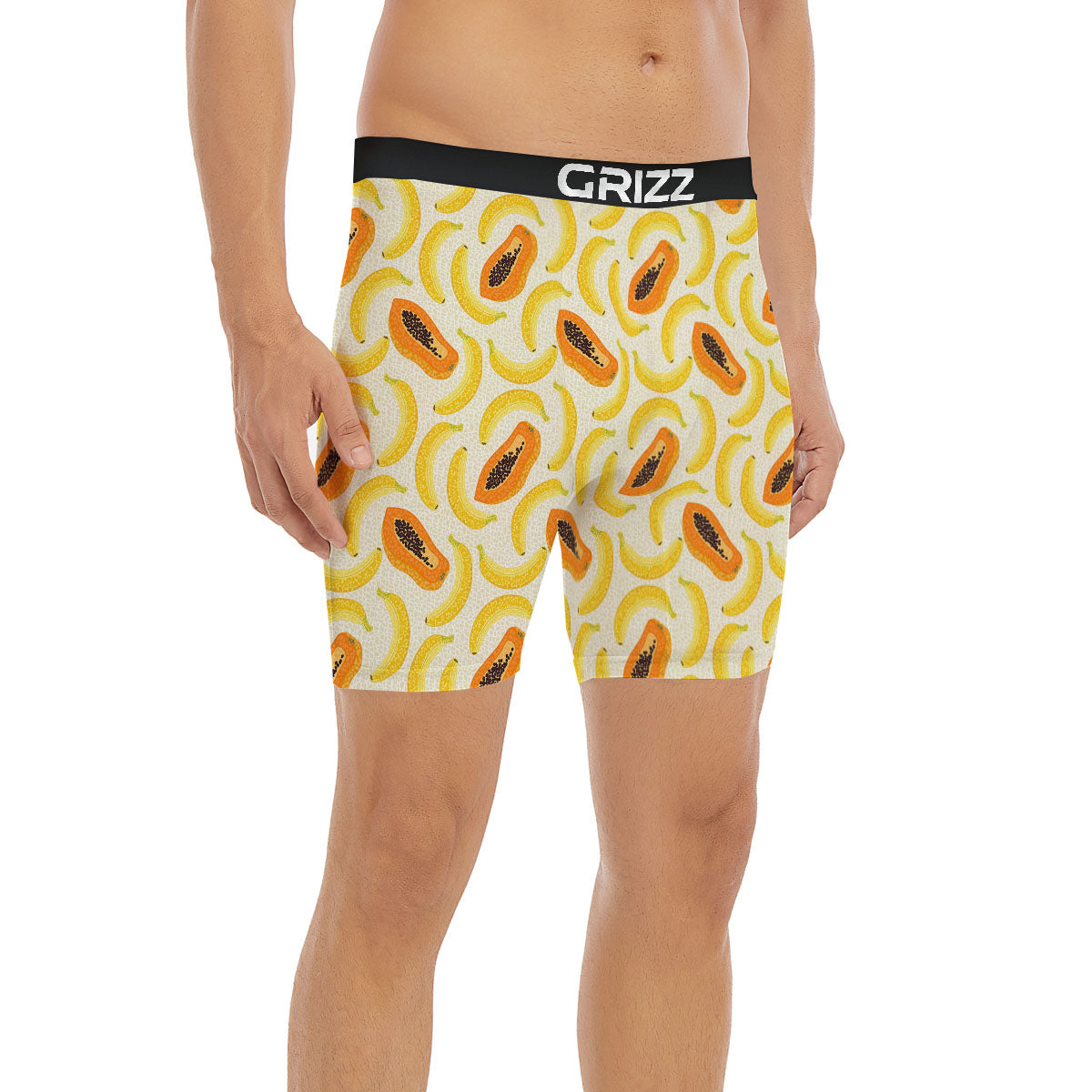 Banana And Papaya Print Pattern Boxer Briefs-grizzshop