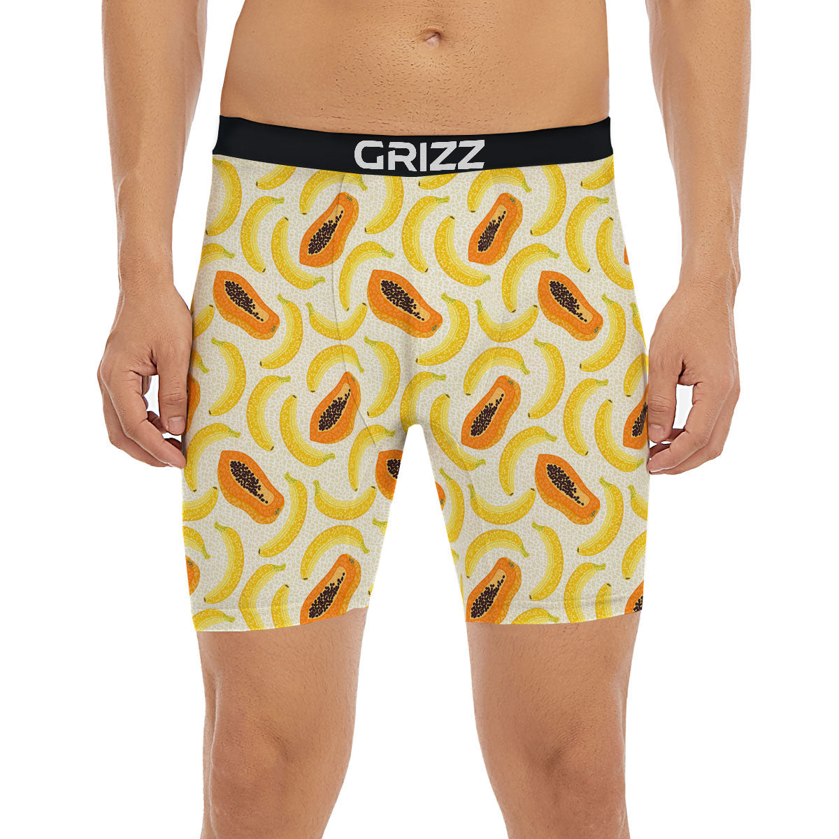 Banana And Papaya Print Pattern Boxer Briefs-grizzshop