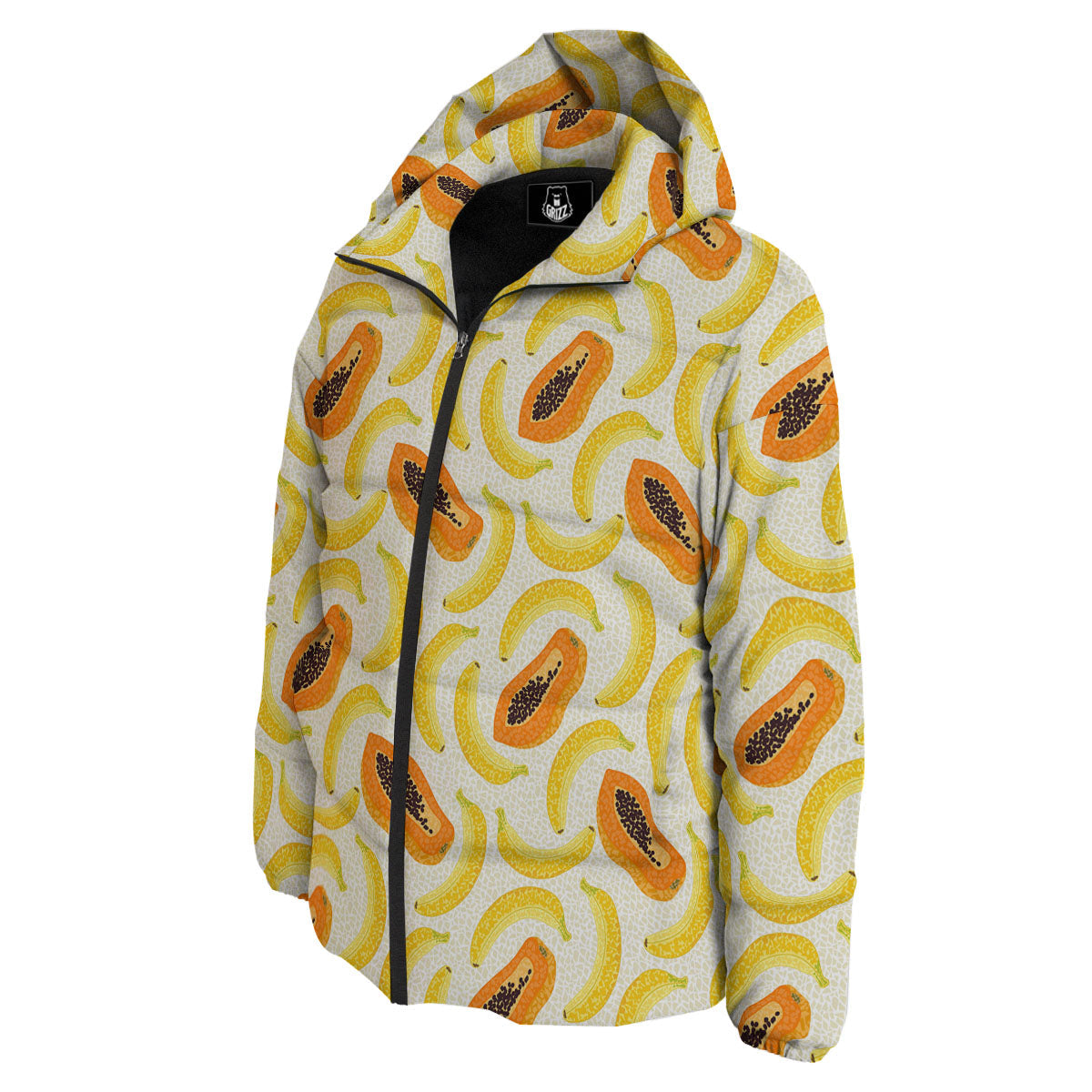 Banana And Papaya Print Pattern Down Jacket-grizzshop