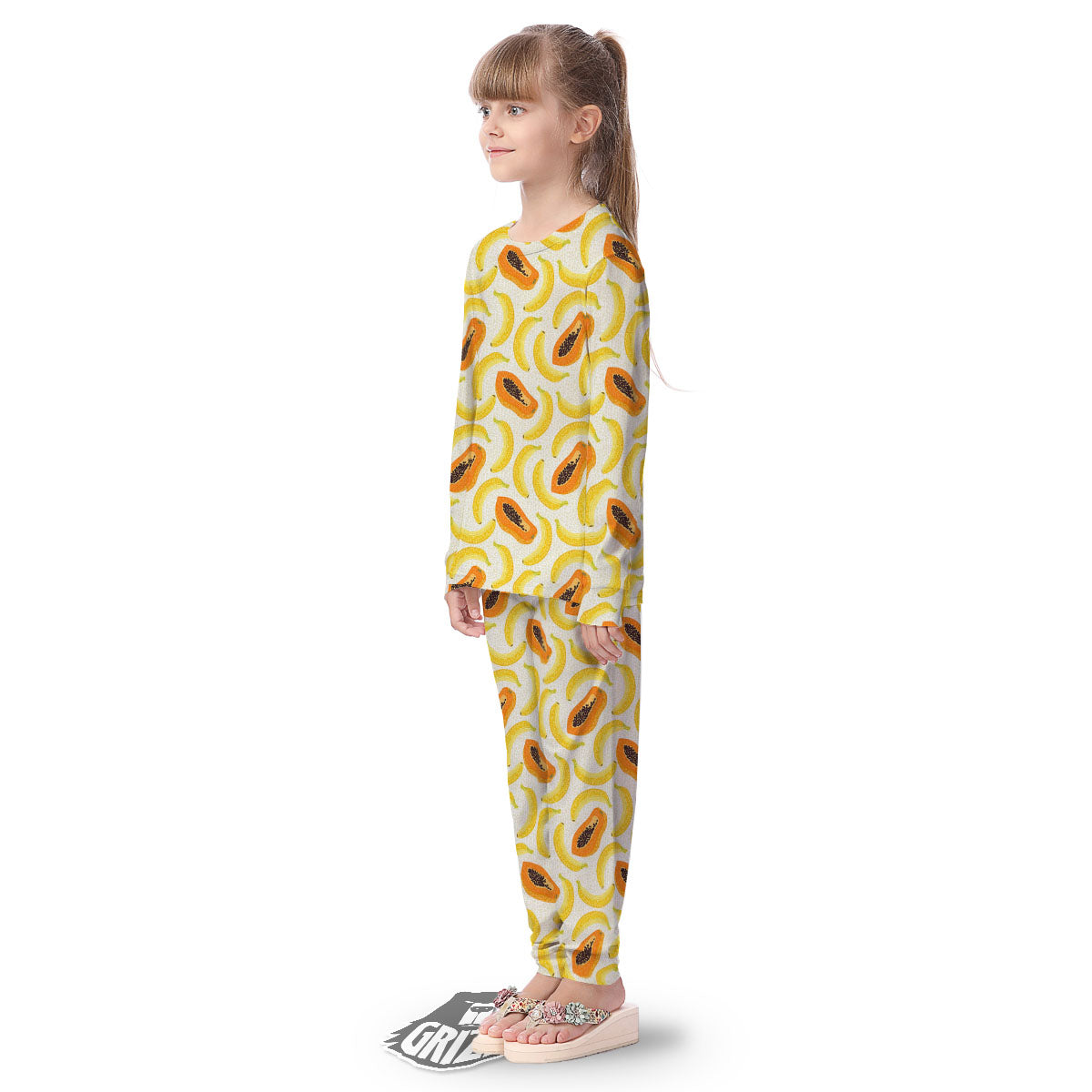 Banana And Papaya Print Pattern Kid's Pajamas-grizzshop