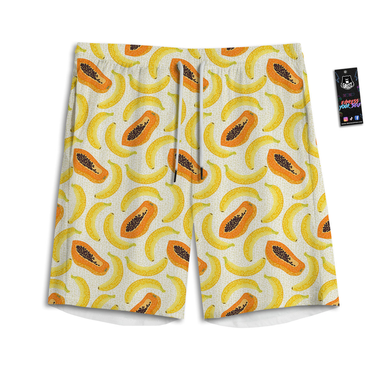 Banana And Papaya Print Pattern Men's Athletic Shorts