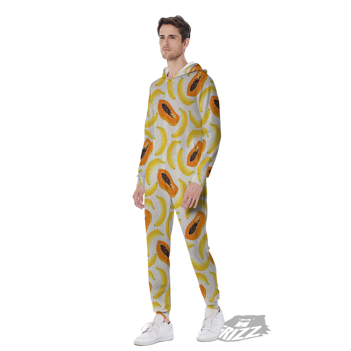 Banana And Papaya Print Pattern Men's Jumpsuit-grizzshop