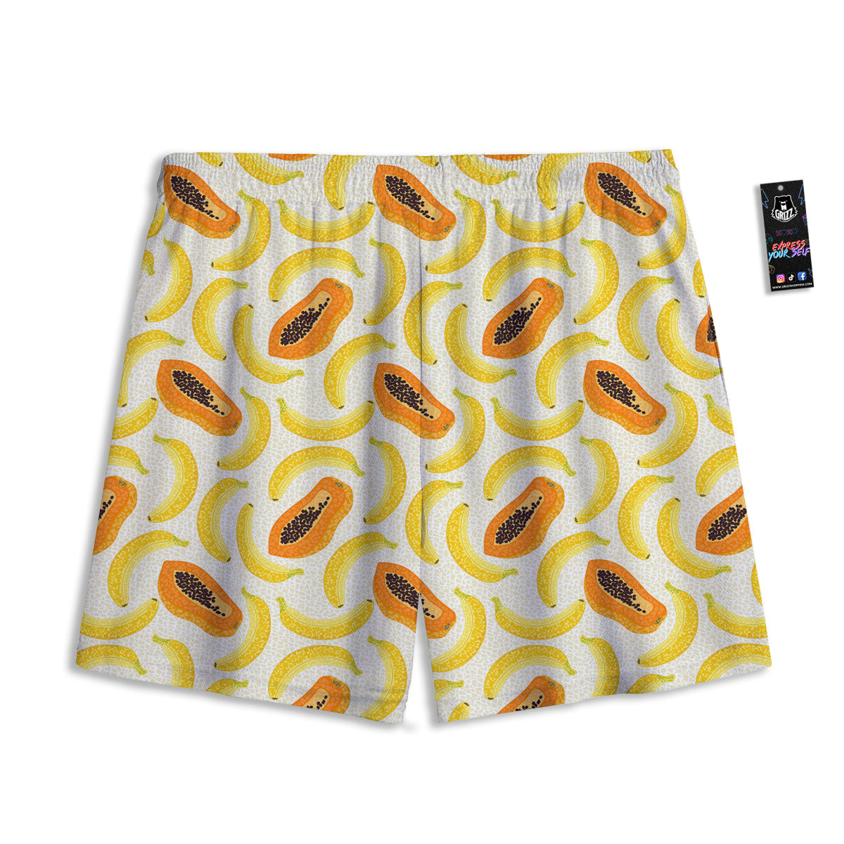 Banana And Papaya Print Pattern Mesh Shorts