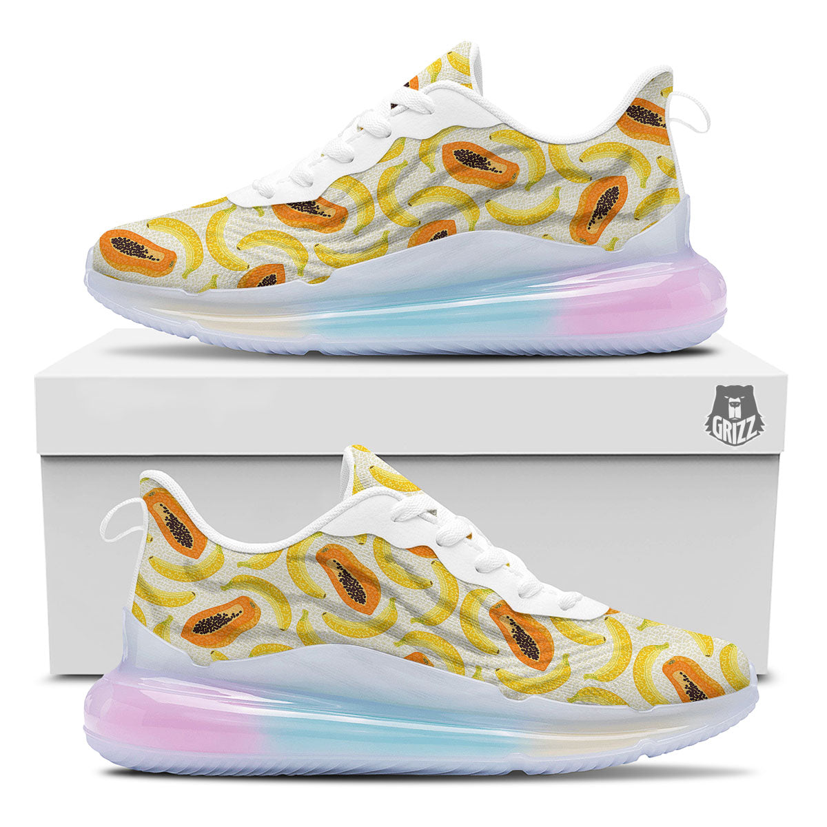 Banana And Papaya Print Pattern Running Sneakers-grizzshop