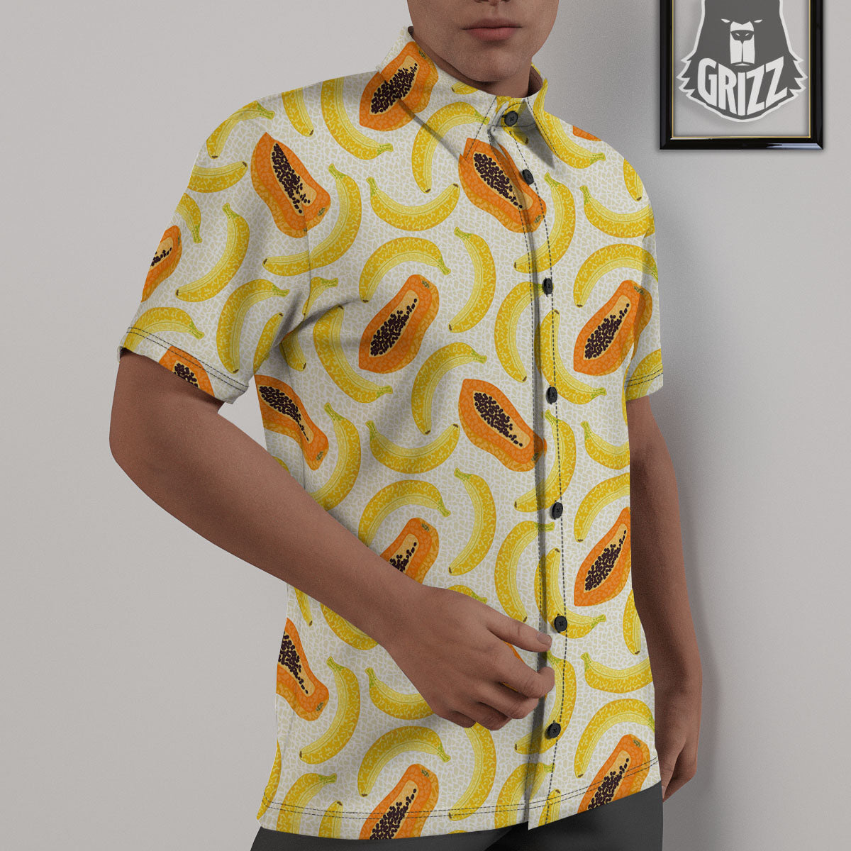 Banana And Papaya Print Pattern Untucked Shirts-grizzshop