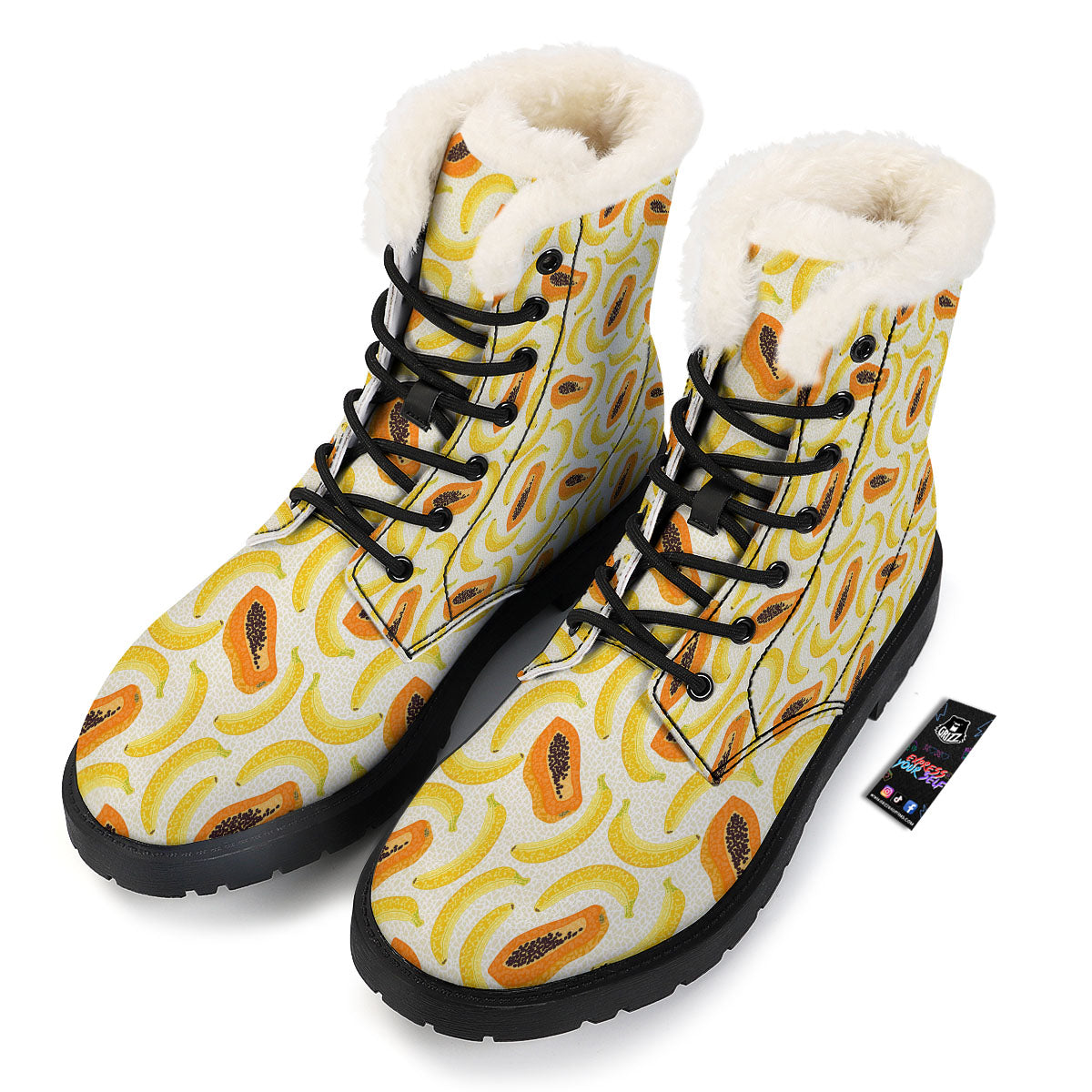 Banana And Papaya Print Pattern Winter Boots-grizzshop