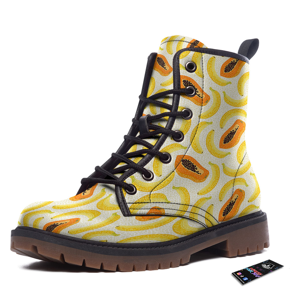 Banana And Papaya Print Pattern Work Boots-grizzshop