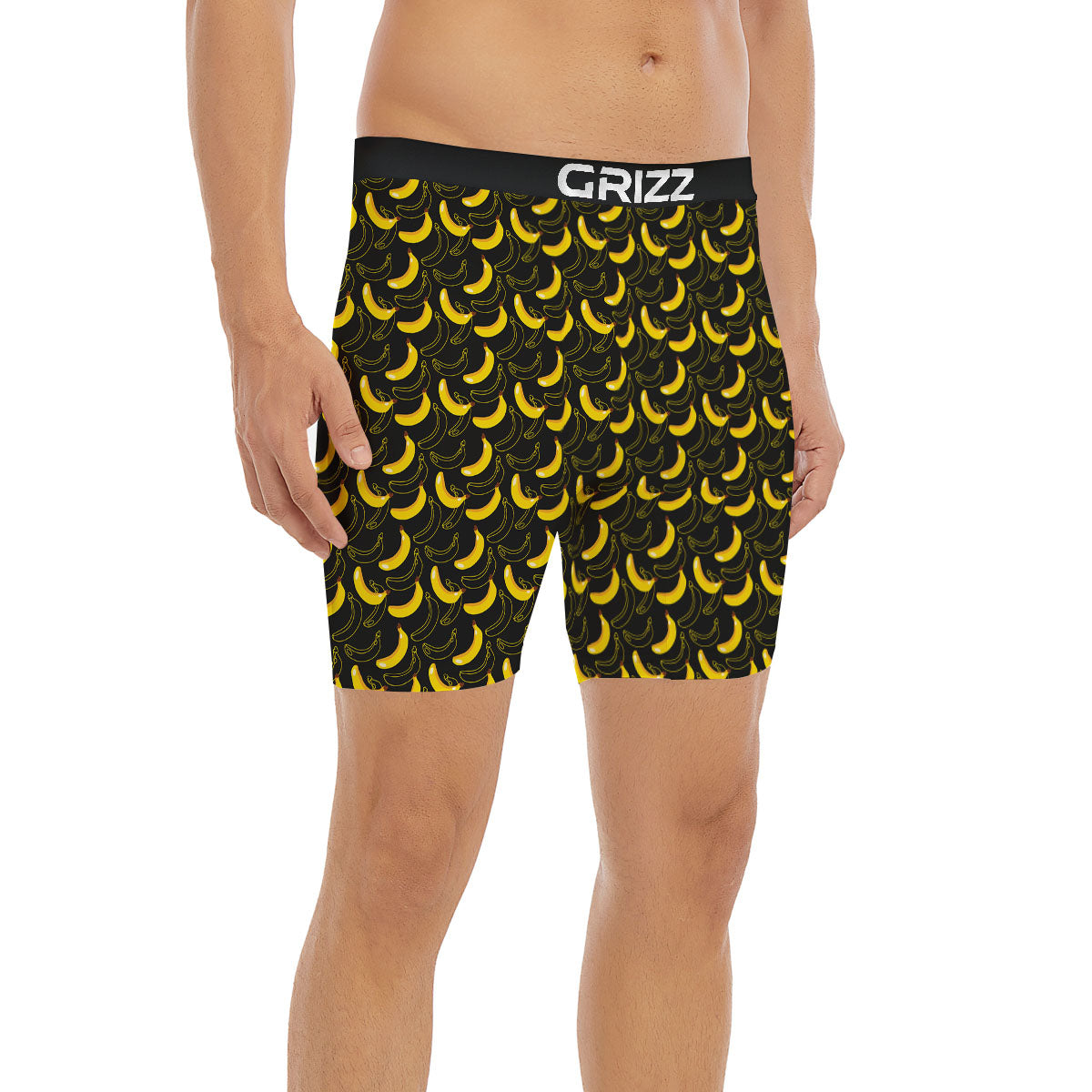 Banana Black Cartoon Print Pattern Boxer Briefs-grizzshop