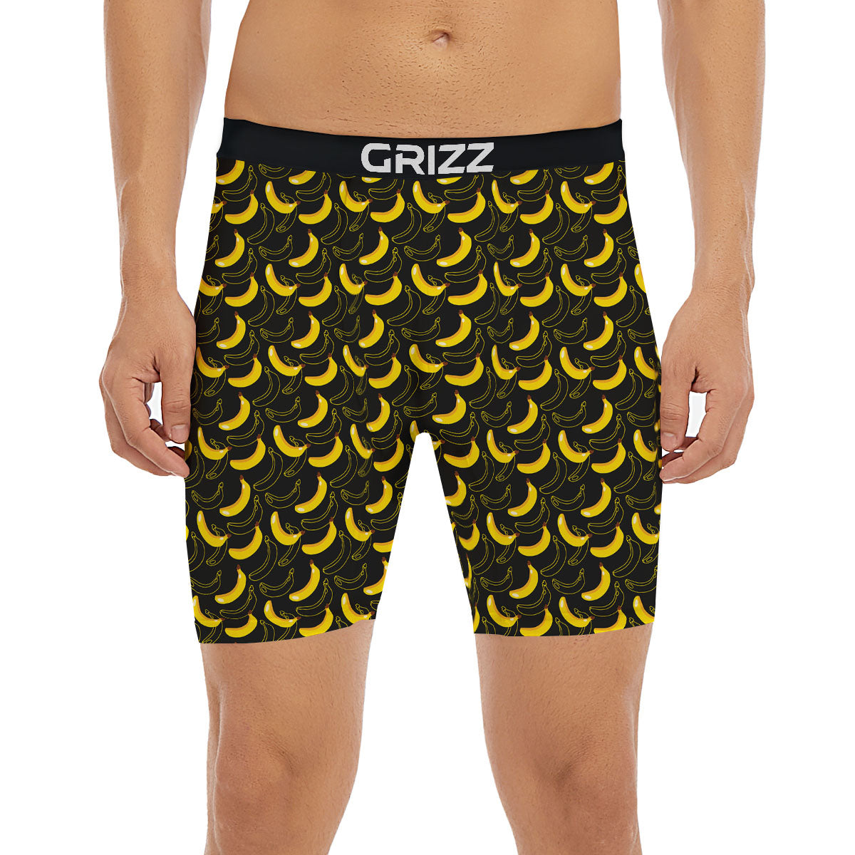 Banana Black Cartoon Print Pattern Boxer Briefs-grizzshop