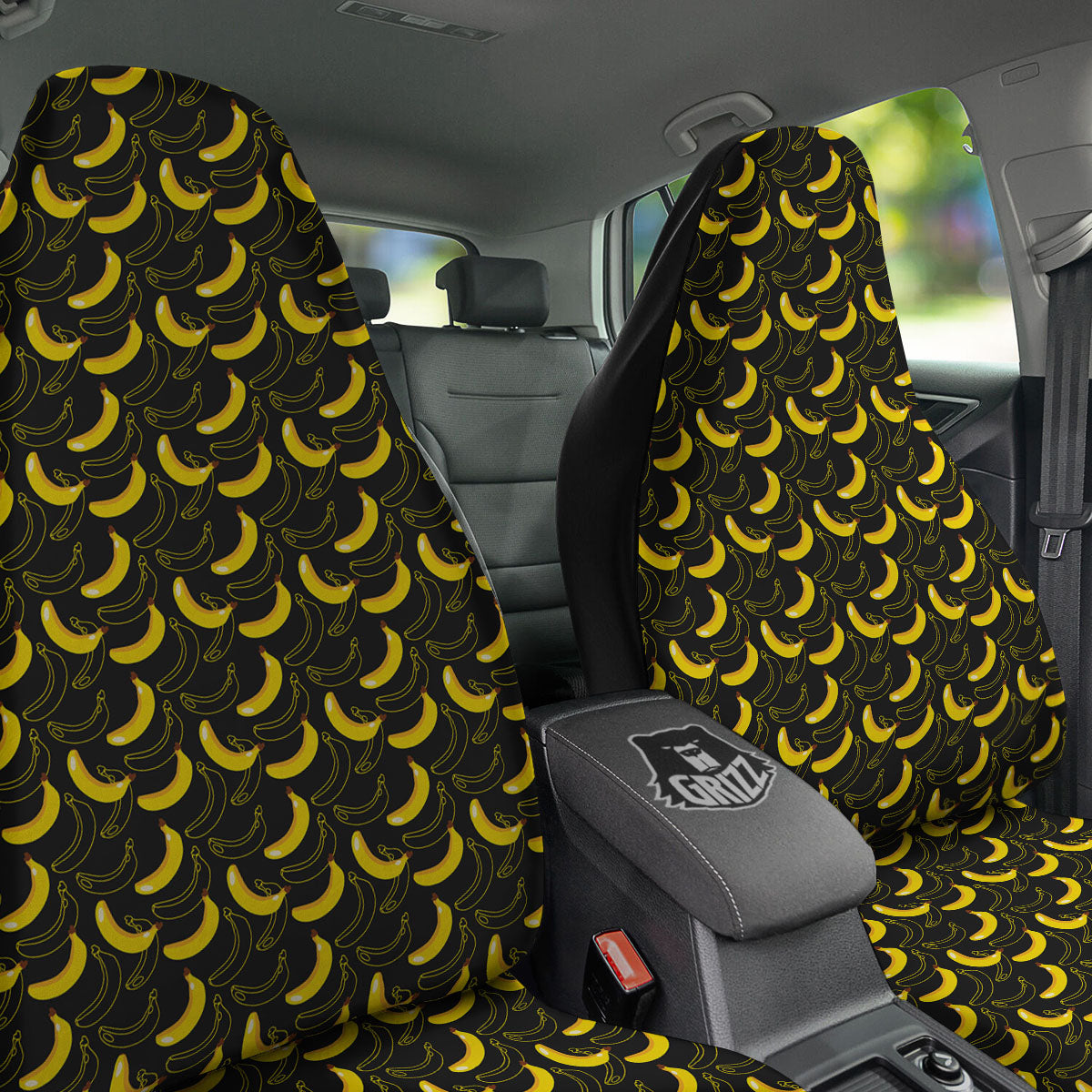 Banana Black Cartoon Print Pattern Car Seat Covers-grizzshop