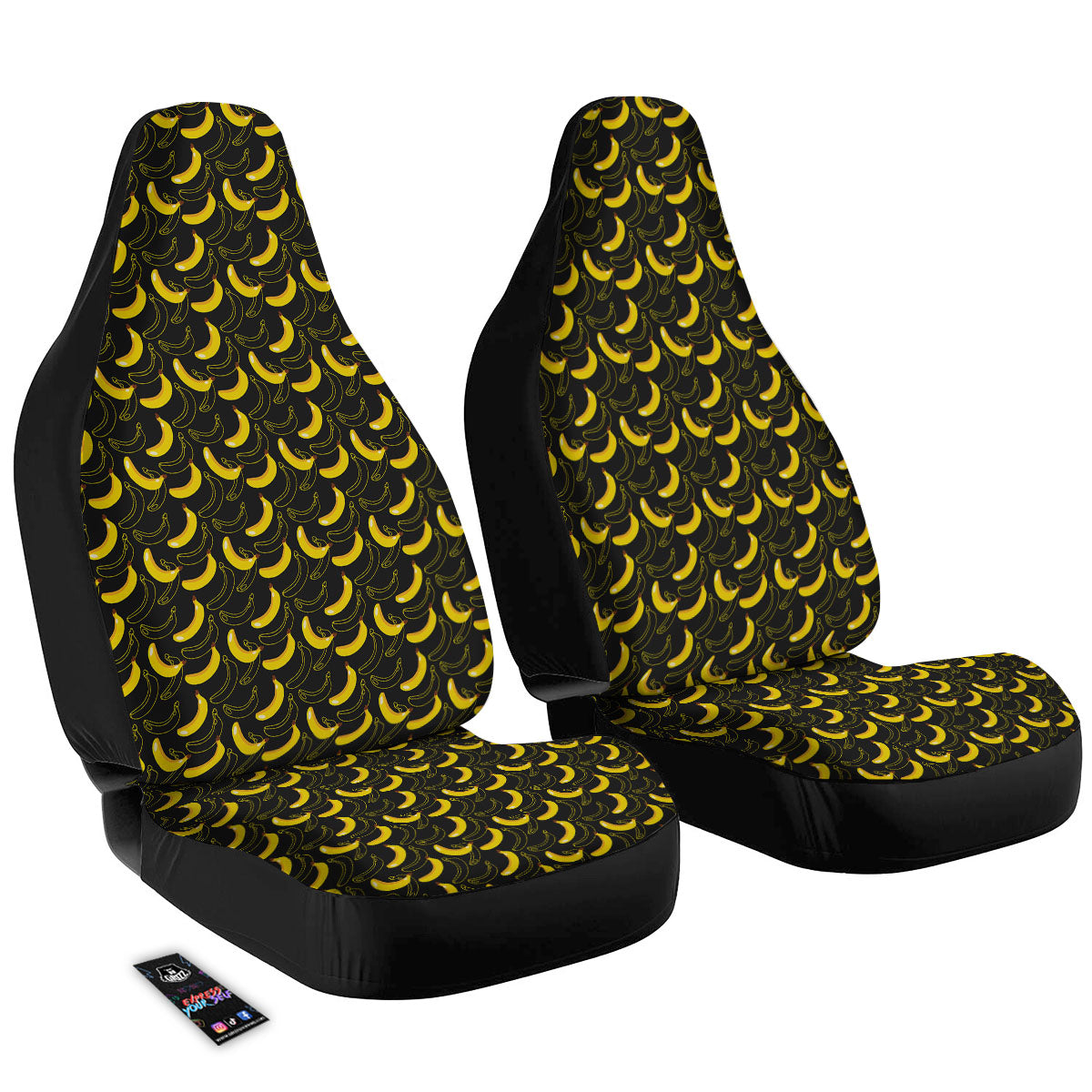 Banana Black Cartoon Print Pattern Car Seat Covers-grizzshop