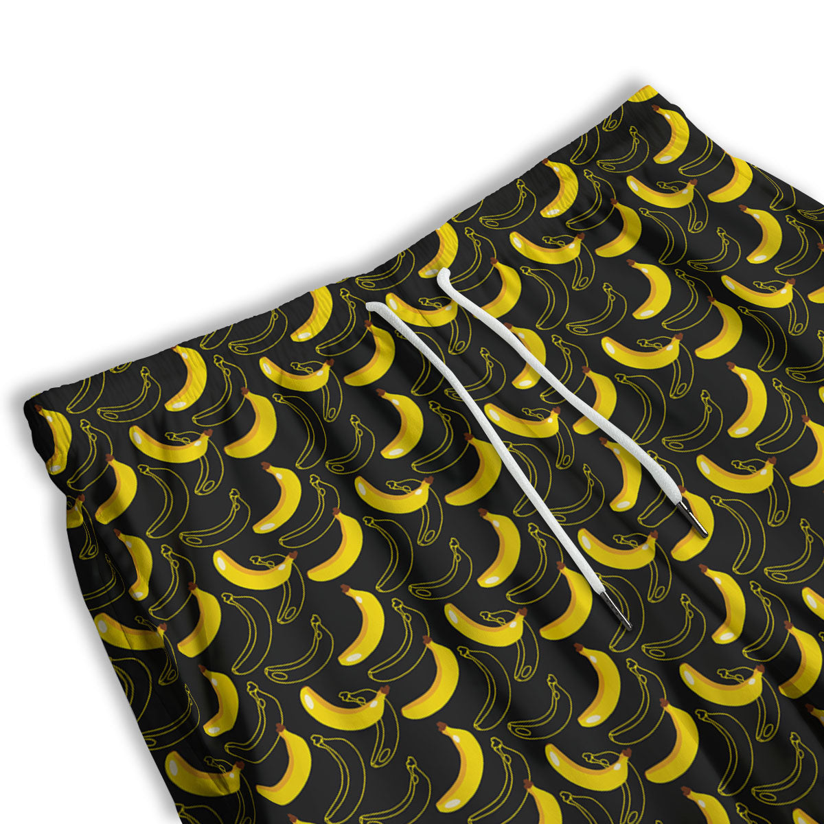 Banana Black Cartoon Print Pattern Men's Athletic Shorts