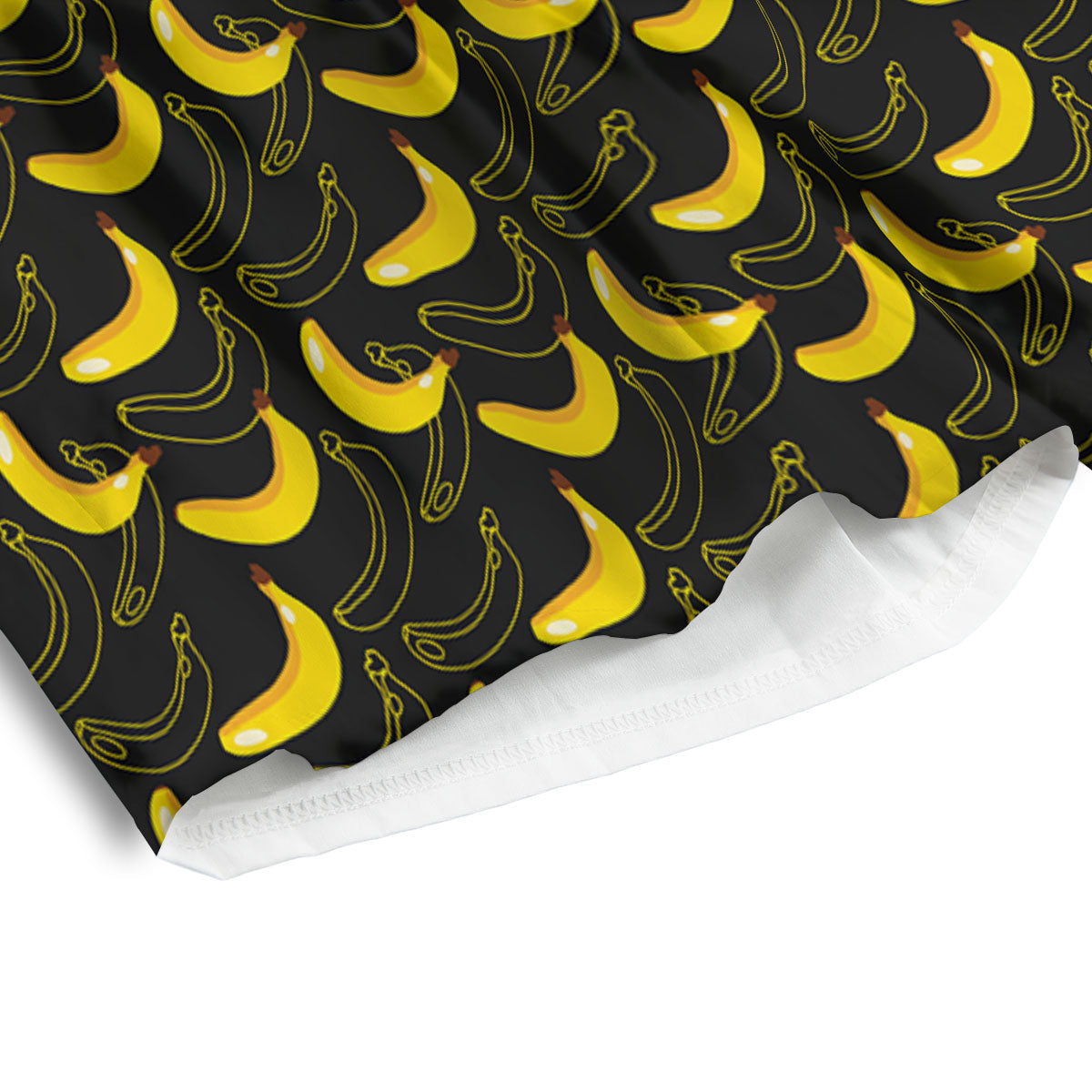 Banana Black Cartoon Print Pattern Men's Athletic Shorts