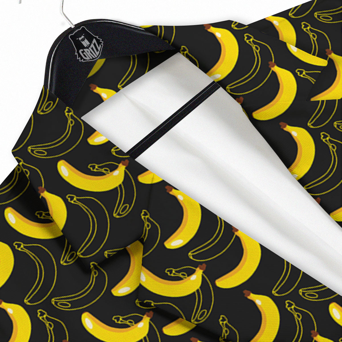 Banana Black Cartoon Print Pattern Men's Sport Coat-grizzshop