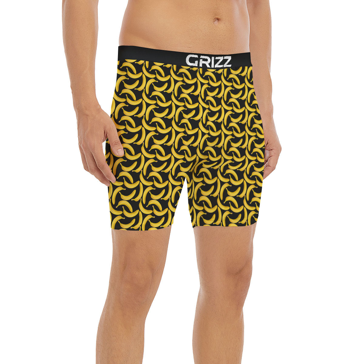 Banana Black Print Pattern Boxer Briefs-grizzshop