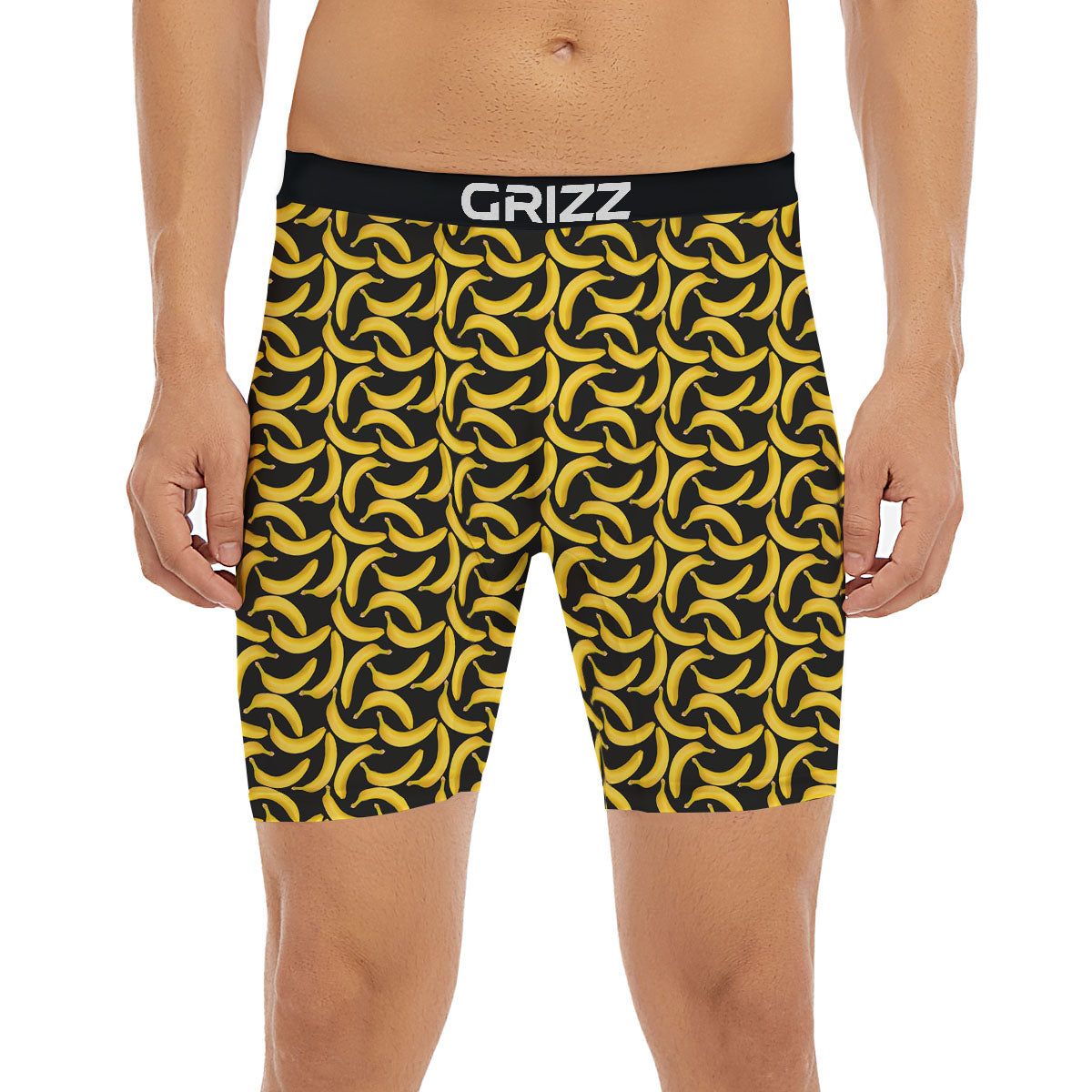 Banana Black Print Pattern Boxer Briefs-grizzshop