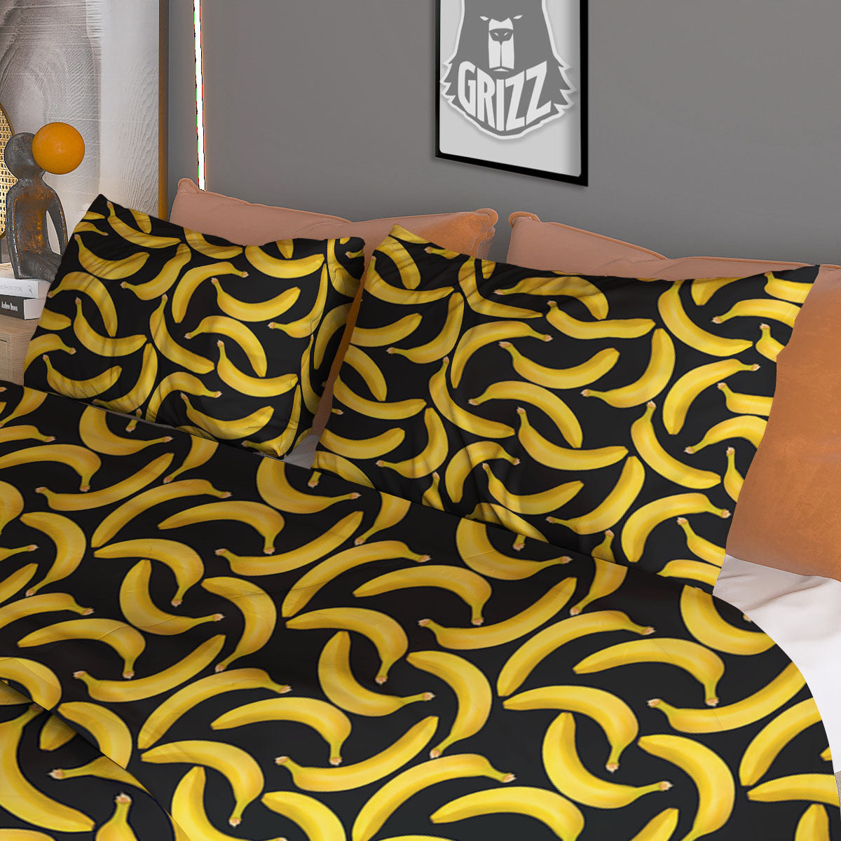 Banana Black Print Pattern Duvet Cover Bedding Set