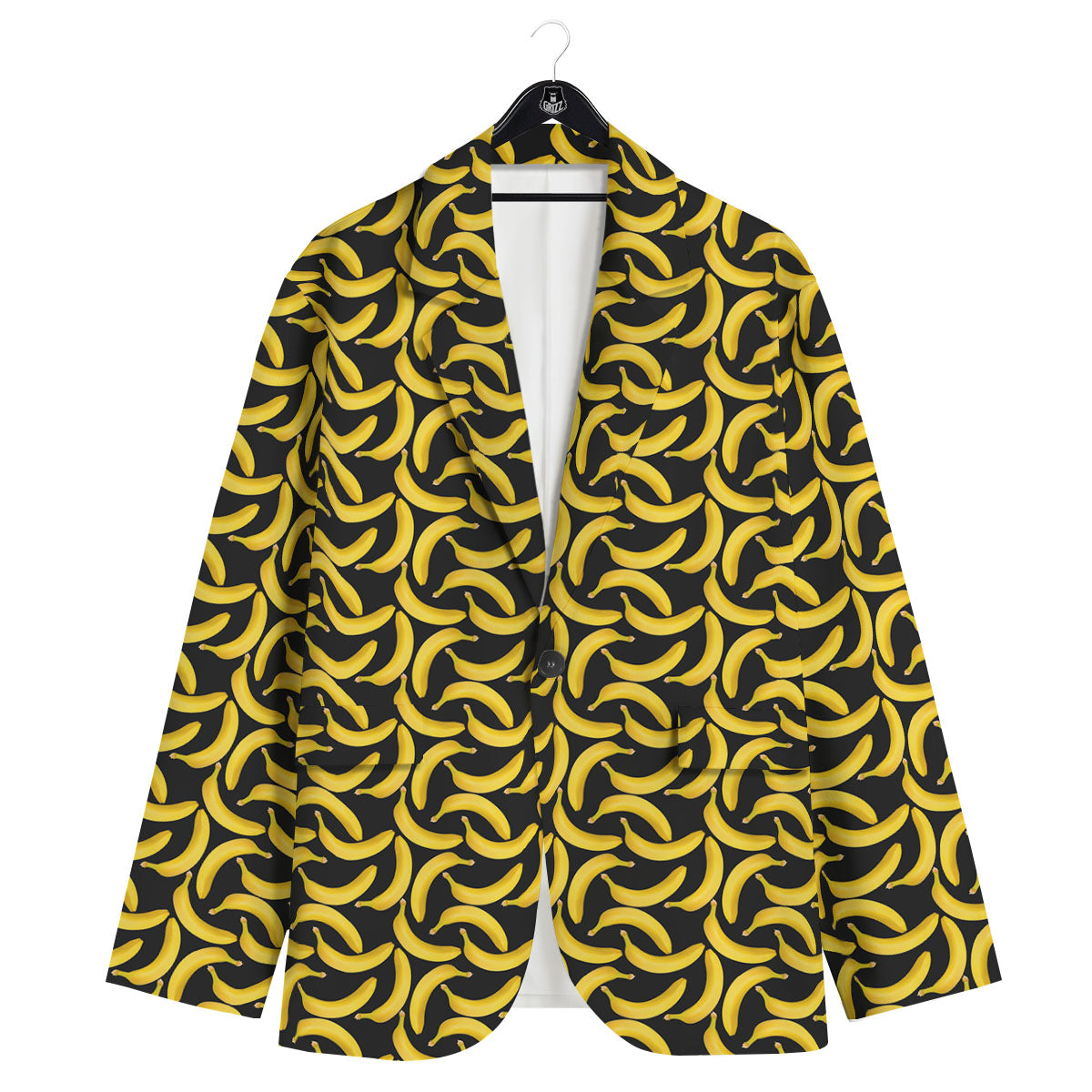 Banana Black Print Pattern Men's Sport Coat-grizzshop