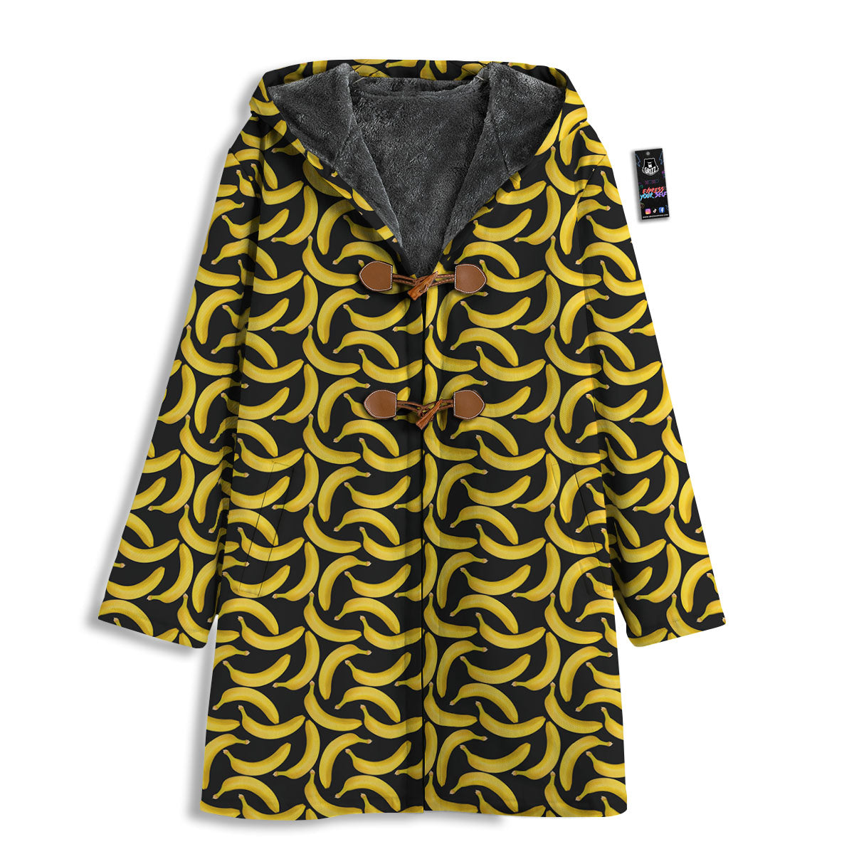 Banana Black Print Pattern Men's Windbreaker Jacket-grizzshop