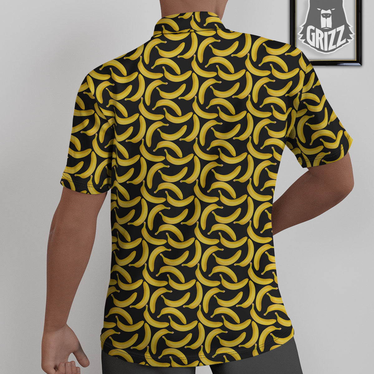 Banana Black Print Pattern Untucked Shirts-grizzshop