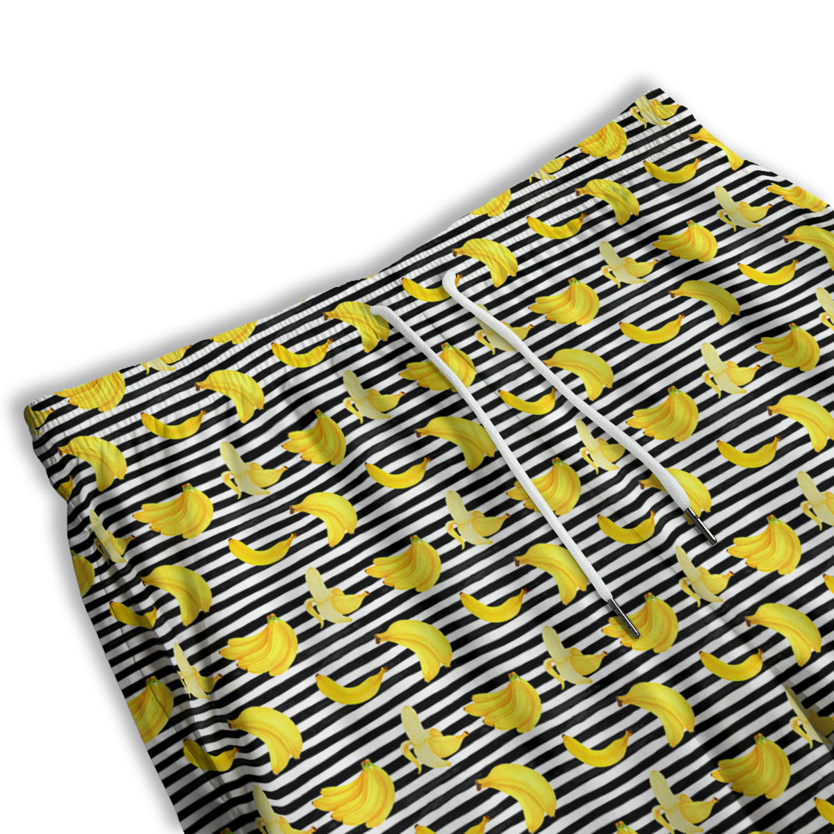 Banana Black Striped Print Pattern Men's Athletic Shorts
