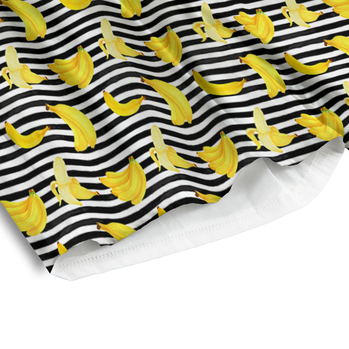 Banana Black Striped Print Pattern Men's Athletic Shorts