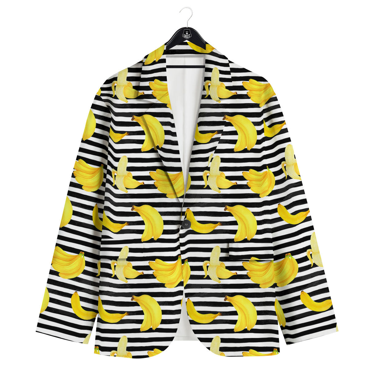 Banana Black Striped Print Pattern Men's Sport Coat-grizzshop