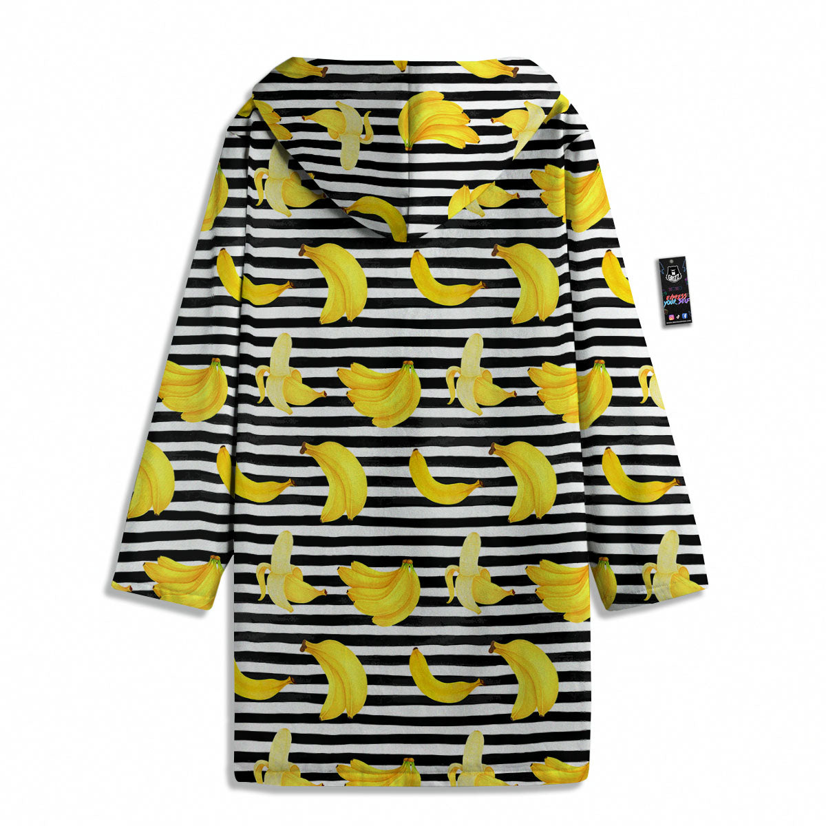 Banana Black Striped Print Pattern Men's Windbreaker Jacket-grizzshop