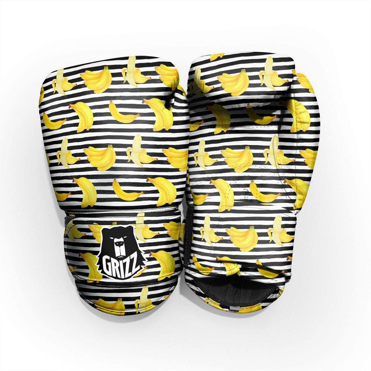 Banana Black Striped Print Pattern Pro Boxing Glove