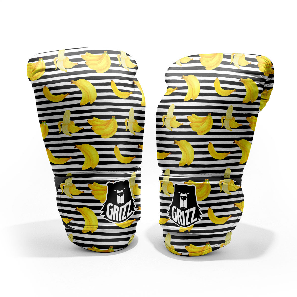 Banana Black Striped Print Pattern Pro Boxing Glove