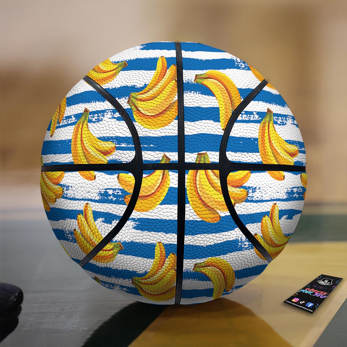 Banana Blue And White Striped Print Pattern Basketball