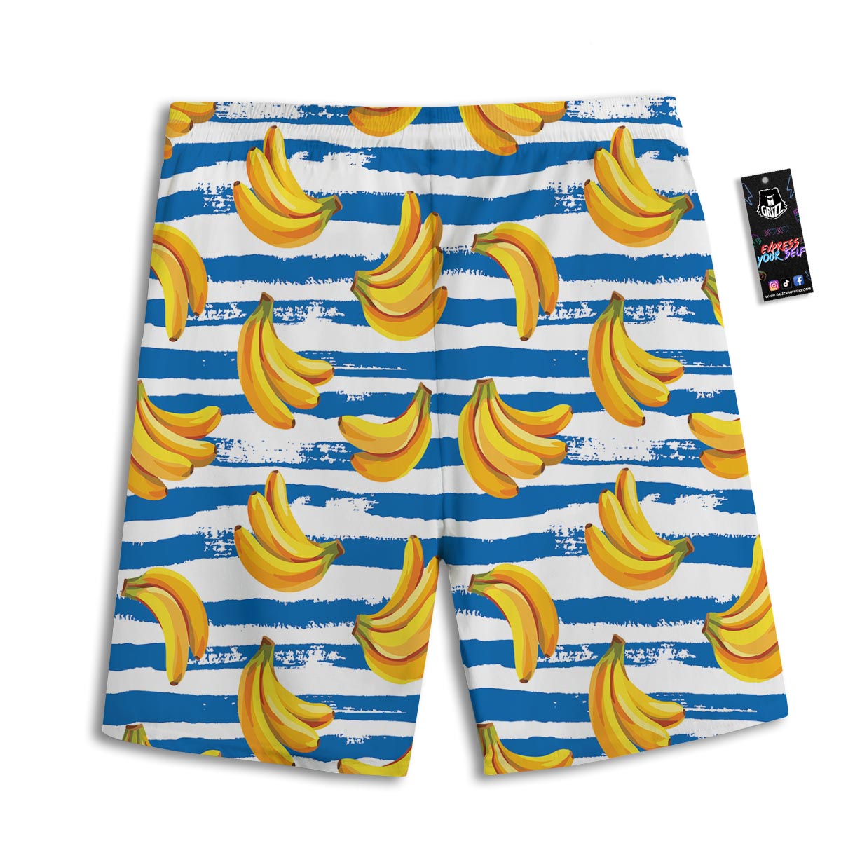 Banana Blue And White Striped Print Pattern Men's Athletic Shorts