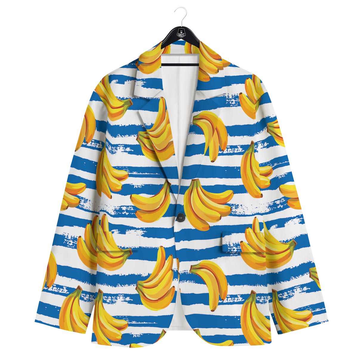 Banana Blue And White Striped Print Pattern Men's Sport Coat-grizzshop