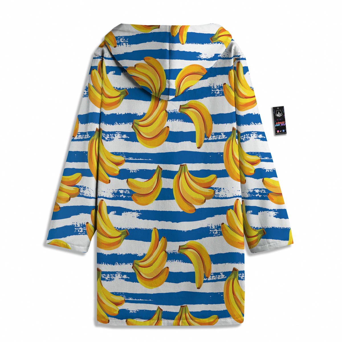 Banana Blue And White Striped Print Pattern Men's Windbreaker Jacket-grizzshop