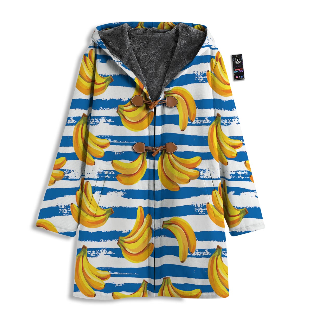 Banana Blue And White Striped Print Pattern Men's Windbreaker Jacket-grizzshop