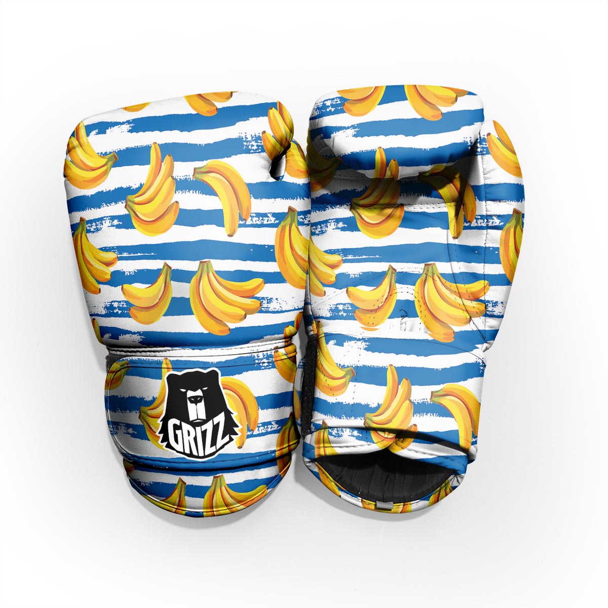 Banana Blue And White Striped Print Pattern Pro Boxing Glove