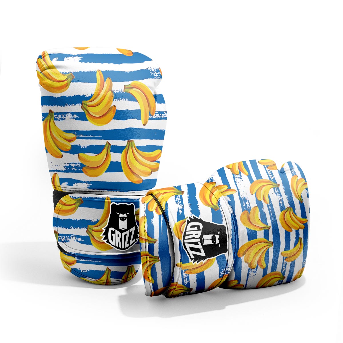 Banana Blue And White Striped Print Pattern Pro Boxing Glove
