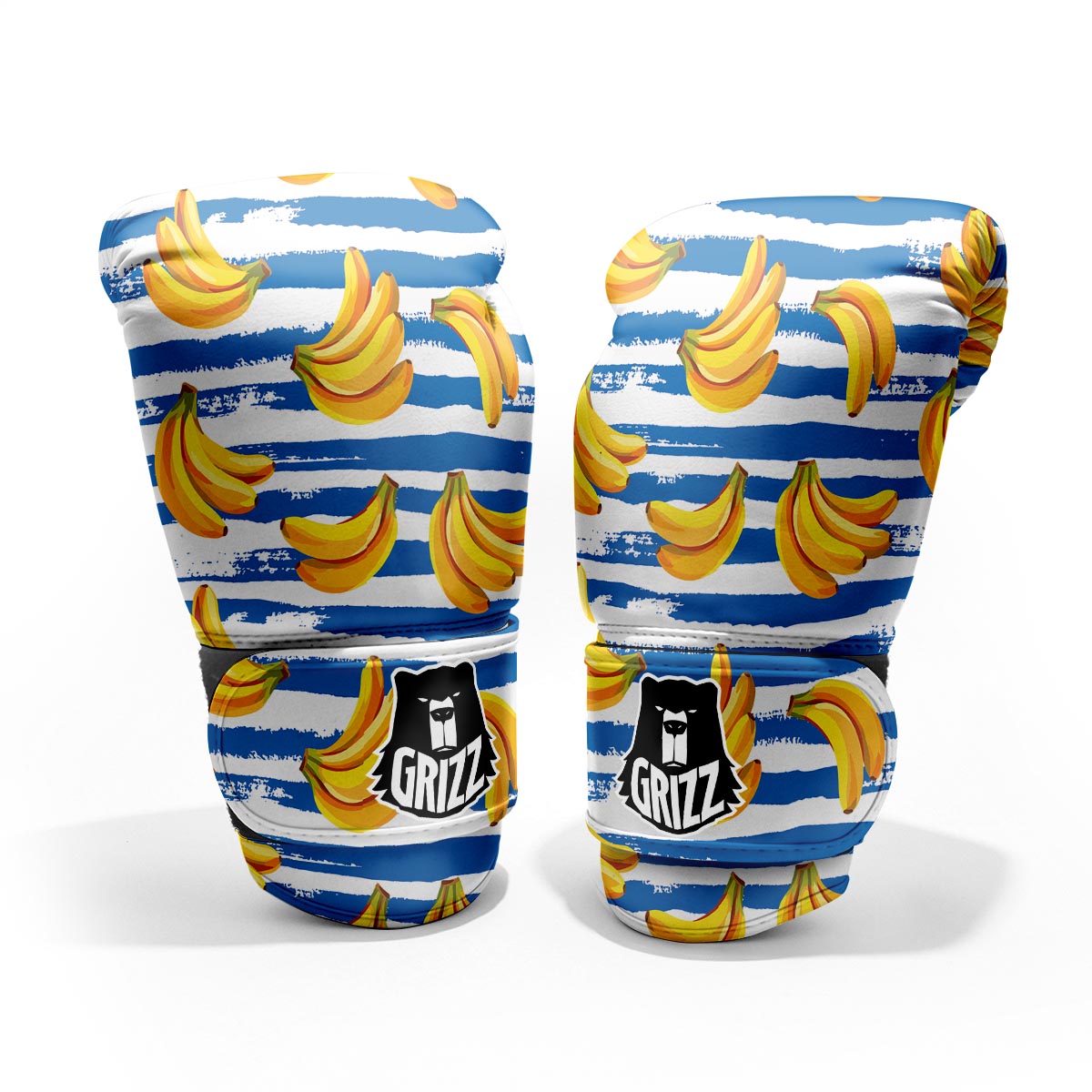 Banana Blue And White Striped Print Pattern Pro Boxing Glove