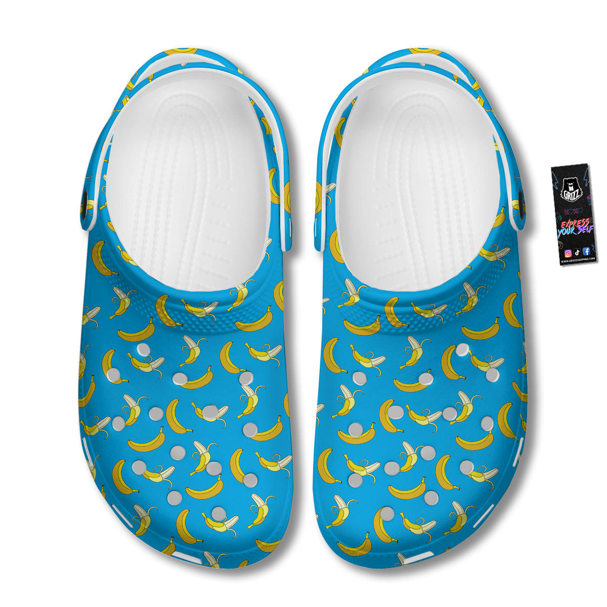 Banana Blue Print Pattern Clog-grizzshop